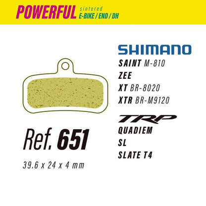 651 LESS POWERFUL BRAKE PADS SHIMANO SAINT - ZEE - XT - XTR / TRP QUADIEM - SL - SLATE - The Bike Project Bnh 23
