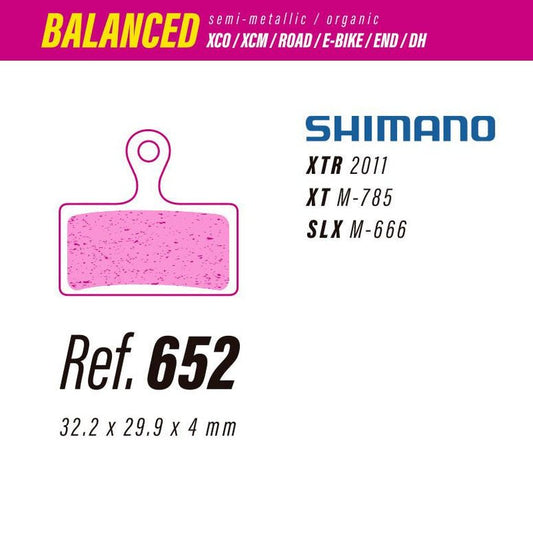 652 LESS BALANCED BRAKE PADS SHIMANO XTR - XTR - SLX - The Bike Project Bnh 23