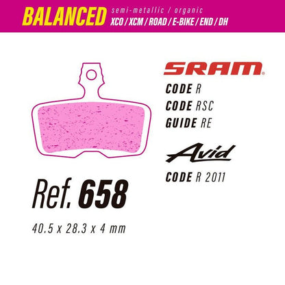 658 LESS BALANCED BRAKE PADS SRAM CODE - GUIDE / AVID CODE - The Bike Project Bnh 23