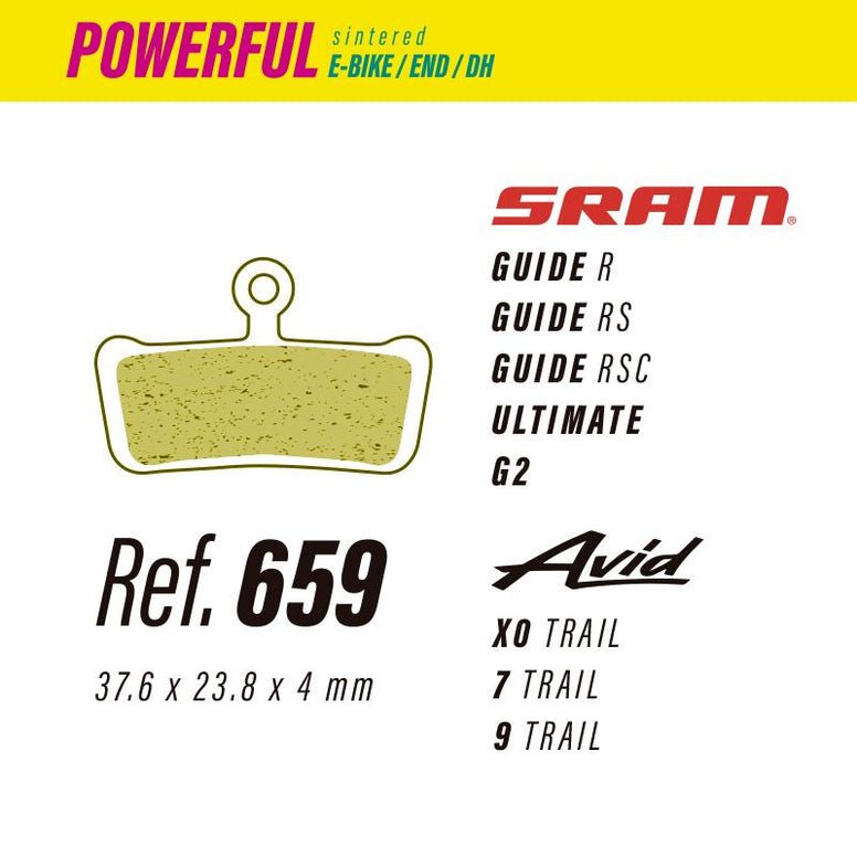 659 LESS POWERFUL BRAKE PADS SRAM GUIDE - ULTIMATE - G2 / AVID X0 - 7 - 9 - The Bike Project Bnh 23