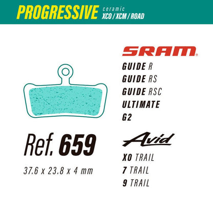 659 LESS PROGRESSIVE BRAKE PADS SRAM GUIDE - ULTIMATE - G2 / AVID X0 - 7 - 9 - The Bike Project Bnh 23