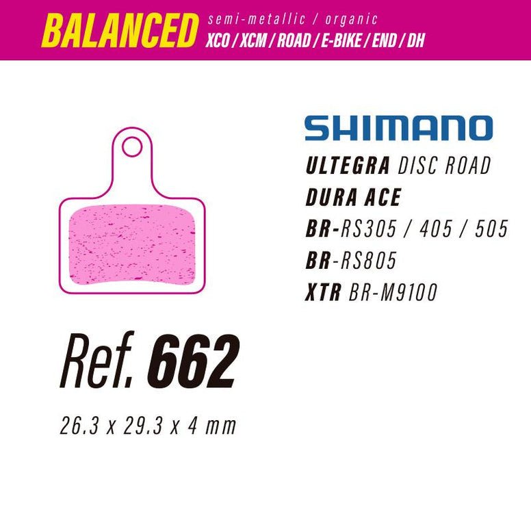662 LESS BALANCED BRAKE PADS SHIMANO ULTEGRA - DURA ACE - BR - XTR - The Bike Project Bnh 23