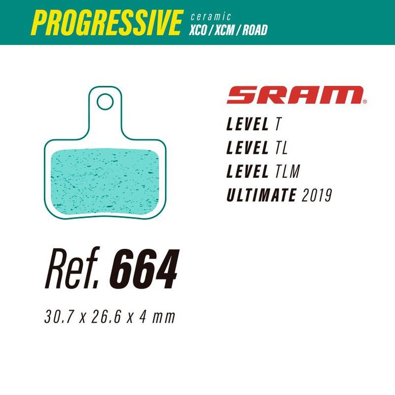 664 LESS PROGRESSIVE BRAKE PADS SRAM LEVEL - ULTIMATE - The Bike Project Bnh 23