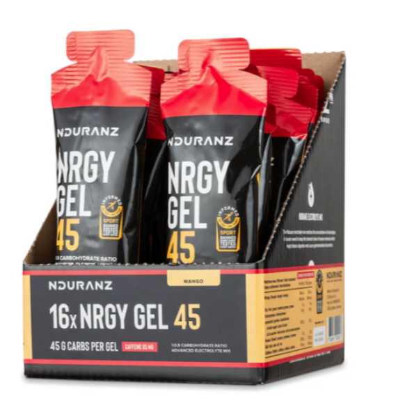 Gel Energéticos con cafeína(65mg) NDURANZ Nrgy Gel 45, mango